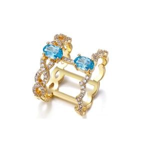 Prsten s bílými a modrými krystaly Swarovski Elements Crystals Tropic, ø 16 mm