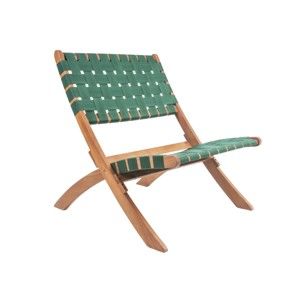 Zelená židle z akáciového dřeva s nylonovým potahem Karlsson Weave