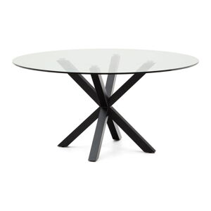 Černý kulatý jídelní stůl se skleněnou deskou ø 150 cm Argo – Kave Home