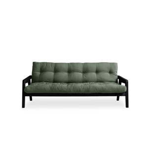 Černá variabilní rozkládací pohovka s futonem v olivově zelené barvě Karup Grab Black/Olive Green
