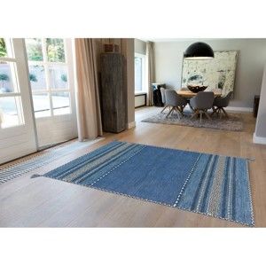 Modrý ručně vyráběný bavlněný koberec Arte Espina Navarro 2915, 170 x 230 cm