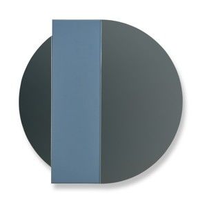 Modro-šedé nástěnné zrcadlo z dubového dřeva HARTÔ Charlotte, Ø 60 cm