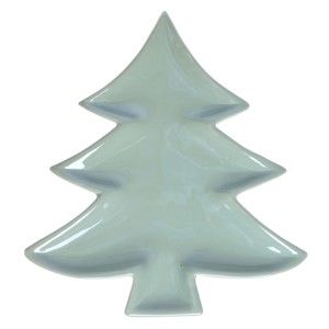Zelený keramický talíř Ewax Christmas Tree, délka 24 cm