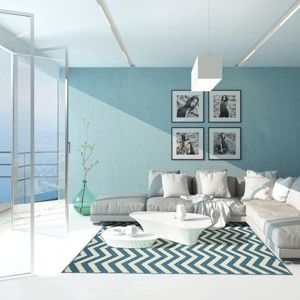 Světle modrý venkovní koberec Floorita Waves, 160 x 230 cm