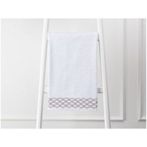 Bílý bavlněný ručník Madame Coco Violet, 50 x 76 cm