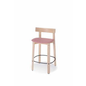 Nízká barová židle z dubového dřeva s opěrkou Gazzda Nora