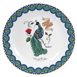 Nástěnný dekorativní keramický talíř Frida Kahlo Peacock