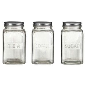 Sada dóz na cukr, kávu a čaj s detailem stříbrné barvy Premier Housewares Embossed