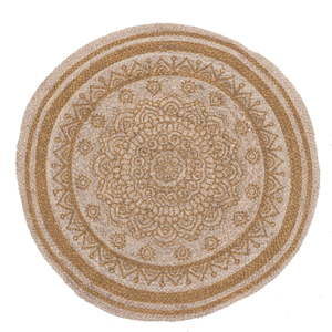 Kruhový koberec z juty a bavlny InArt Brown Mandala, ⌀ 90 cm