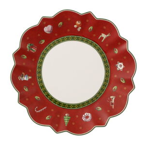 Červený porcelánový talíř s vánočním motivem Villeroy & Boch, ø 17 cm
