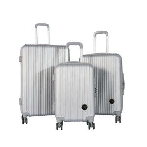 Sada 3 cestovních kufrů na kolečkách ve stříbrné barvě Travel World Emilia