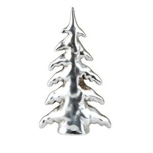 Dekorativní porcelánová soška ve stříbrné barvě KJ Collection Snowy Tree Silver, výška 21 cm