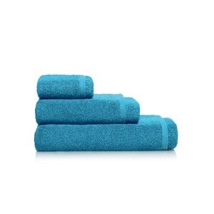 Sada 2 tyrkysově modrých bavlněných ručníků a osušky Maison Carezza Marshan