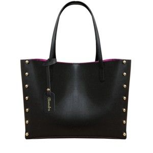 Černá kožená kabelka s fuchsiovým vnitřkem Maison Bag Missy