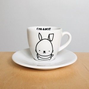 Šálek na espresso s podšálkem FOR.REST Design Rabbit, 100 ml