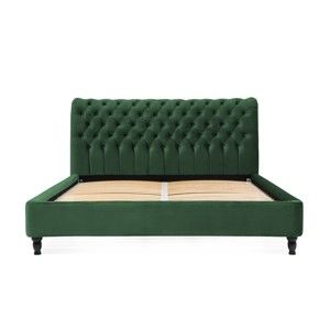 Zelená postel z bukového dřeva s černými nohami Vivonita Allon, 160 x 200 cm