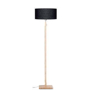Stojací lampa s černým  stínidlem a konstrukcí z bambusu Good&Mojo Fuji