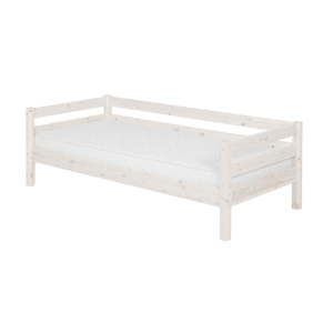 Bílá dětská postel z borovicového dřeva s boční lištou Flexa Classic, 90 x 200 cm