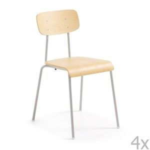 Sada 4 židlí s šedou konstrukcí La Forma Klee