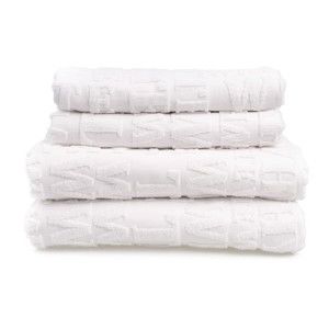 Set 2 bílých ručníků a 2 osušek z bavlny Casa Di Bassi Typo