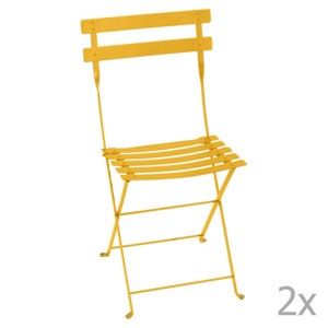 Sada 2 žlutých skládacích zahradních židlí Fermob Bistro