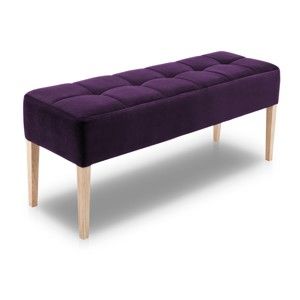 Tmavě fialová lavice s dubovými nohami Jakobsen home Marino, délka 132 cm
