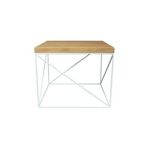 Bílý konferenční stolek s deskou z dubového dřeva take me HOME Hamburg, 53 x 53 cm