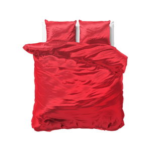 Červené povlečení ze saténového mikroperkálu na dvoulůžko Sleeptime, 240 x 220 cm