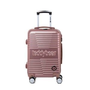 Růžový cestovní kufr na kolečkách s kódovým zámkem Teddy Bear Varvara, 44 l