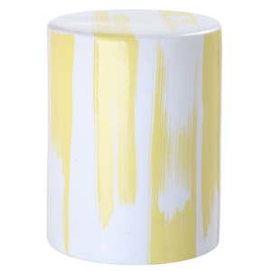 Žluto-bílý keramický stolek vhodný do exteriéru Safavieh Pop, ø 33 cm