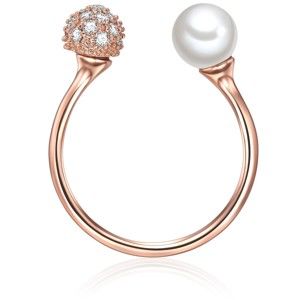 Prsten v barvě růžového zlata s bílou perlou Pearldesse Perle, vel. 52