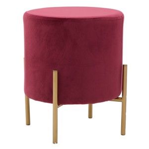 Červená stolička se sametovým potahem InArt Metallic, ⌀ 35 cm