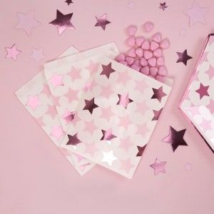 Sada 25 papírových pytlíků na sladkosti Neviti Little Star Pink