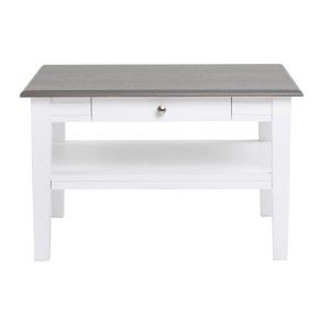 Bílý konferenční stolek s šedou deskou Folke Viktoria, 80 x 80 cm