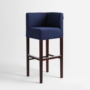 Modrá barová židle s tmavě hnědými nohami Custom Form Poter