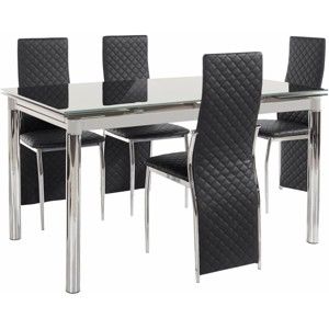 Set jídelního stolu a 4 černých jídelních židlí Støraa Pippa William Grey Black