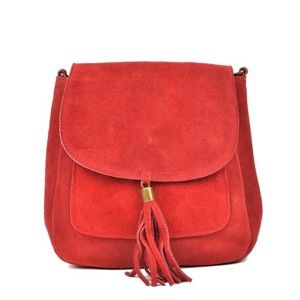 Červená kožená kabelka Anna Luchini Ben