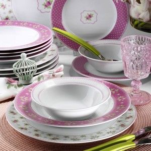 24dílná sada porcelánového nádobí Kutahya Pinky Rose
