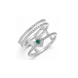 Prsten s bílými a zelenými krystaly Swarovski Elements Crystals Lia, ø 13 mm