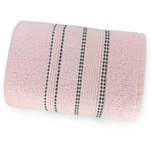 Pudrově růžový ručník ze 100% bavlny Marie Lou Remix, 140 x 70 cm