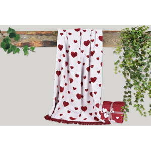 Červená deka s příměsí bavlny Dolce Bonita Kalp, 155 x 125 cm