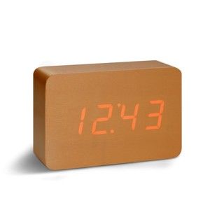 Oranžový budík s červeným LED displejem Gingko Brick Click Clock