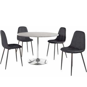 Sada kulatého jídelního stolu a 4 černých židlí Støraa Terri Concrete