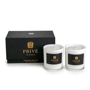 Sada 2 bílých vonných svíček Privé Home Mûre-Musc/Rose Pivoine