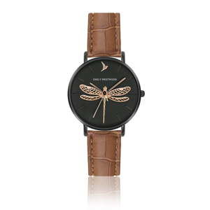Dámské hodinky s páskem z pravé kůže v hnědé barvě Emily Westwood Fly