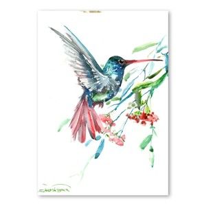 Autorský plakát Americanflat Humming Bird Flowers od Surena Nersisyana, 42 x 30 cm