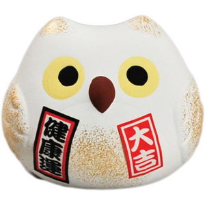 Bílá keramická dekorace ve tvaru sovy Tokyo Design Studio Owl, výška 5,5 cm