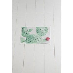 Bílo-zelená koupelnová předložka Tropica Cactus II, 60 x 40 cm