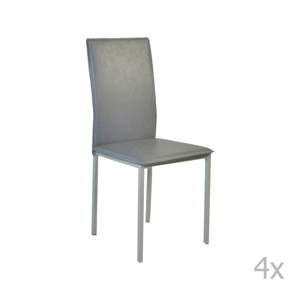 Sada 4 šedých jídelních židlí s potahem z eko kůže Evergreen House Villy