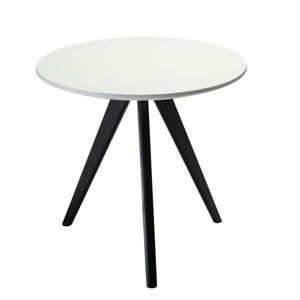 Černo-bílý konferenční stolek s nohami z dubového dřeva Furnhouse Life, Ø 48 cm